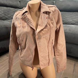 A new day faux suede biker jacket in blush. Nwt. Small